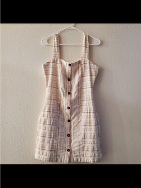 Roxy Striped Sleeveless Day Dress in Cream and Tan